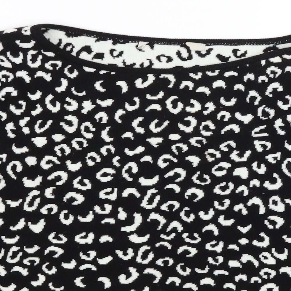 George Womens Black Animal Print  Pullover Jumper Size M