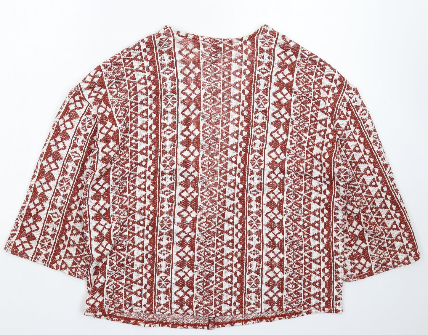 Divided Womens Brown Geometric Knit Cardigan Jumper Size M