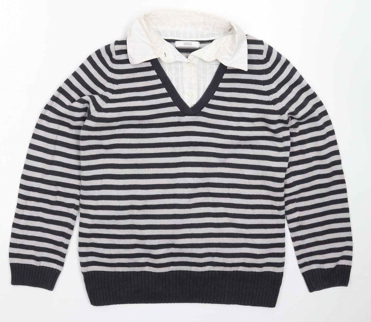 Marks and Spencer Womens Multicoloured Striped Knit Pullover Jumper Size 14