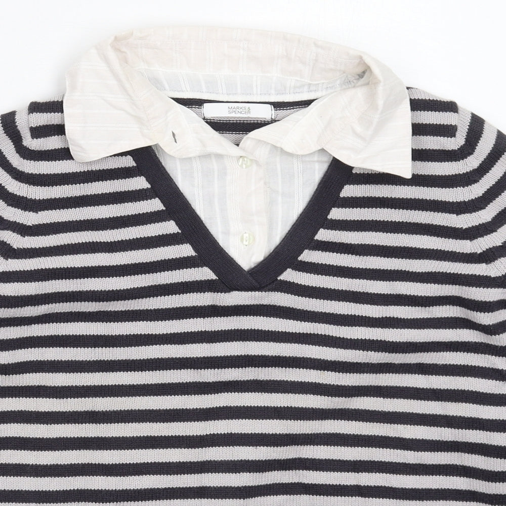 Marks and Spencer Womens Multicoloured Striped Knit Pullover Jumper Size 14