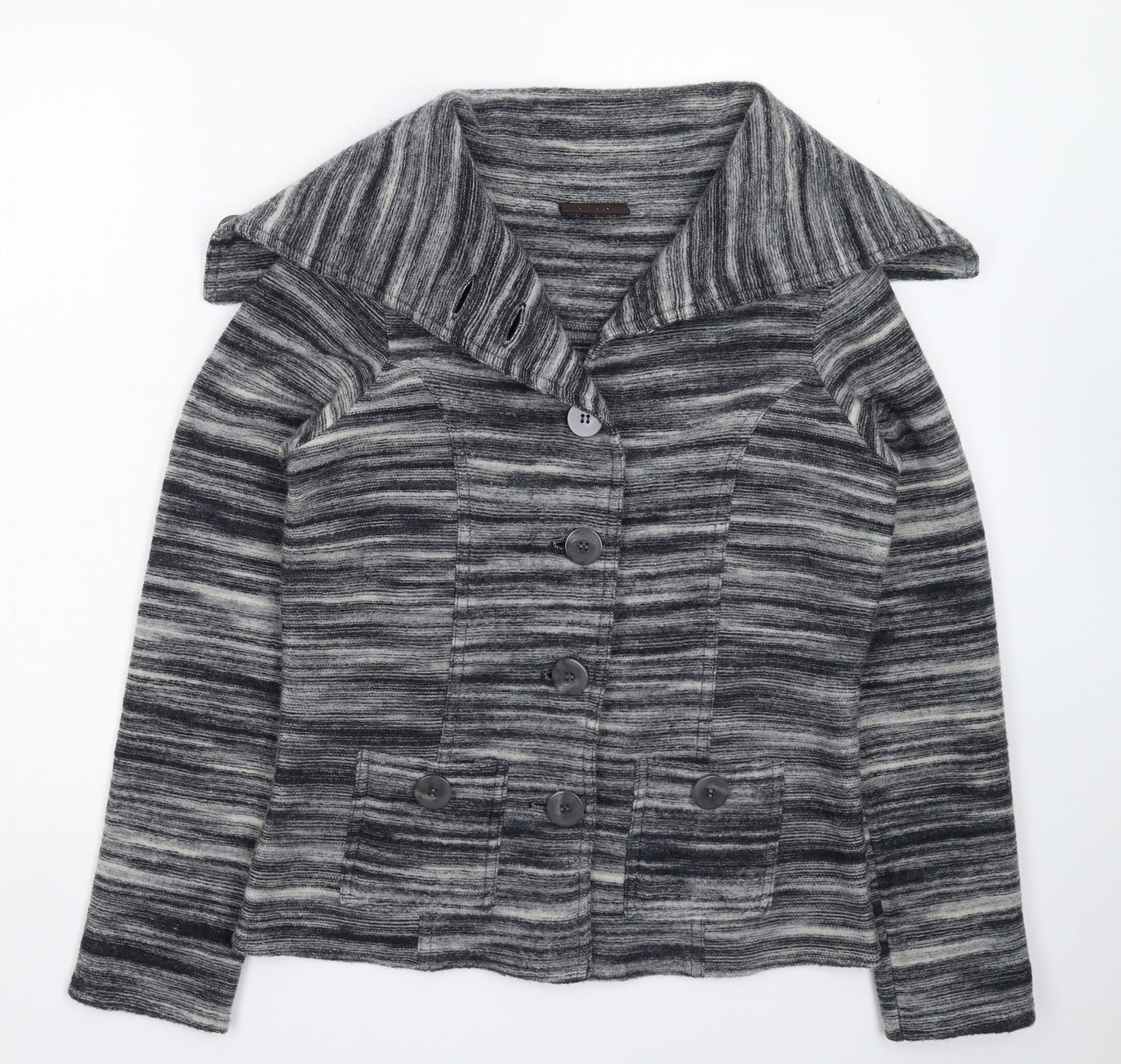 Principles Womens Grey Striped Knit Cardigan Jumper Size 12