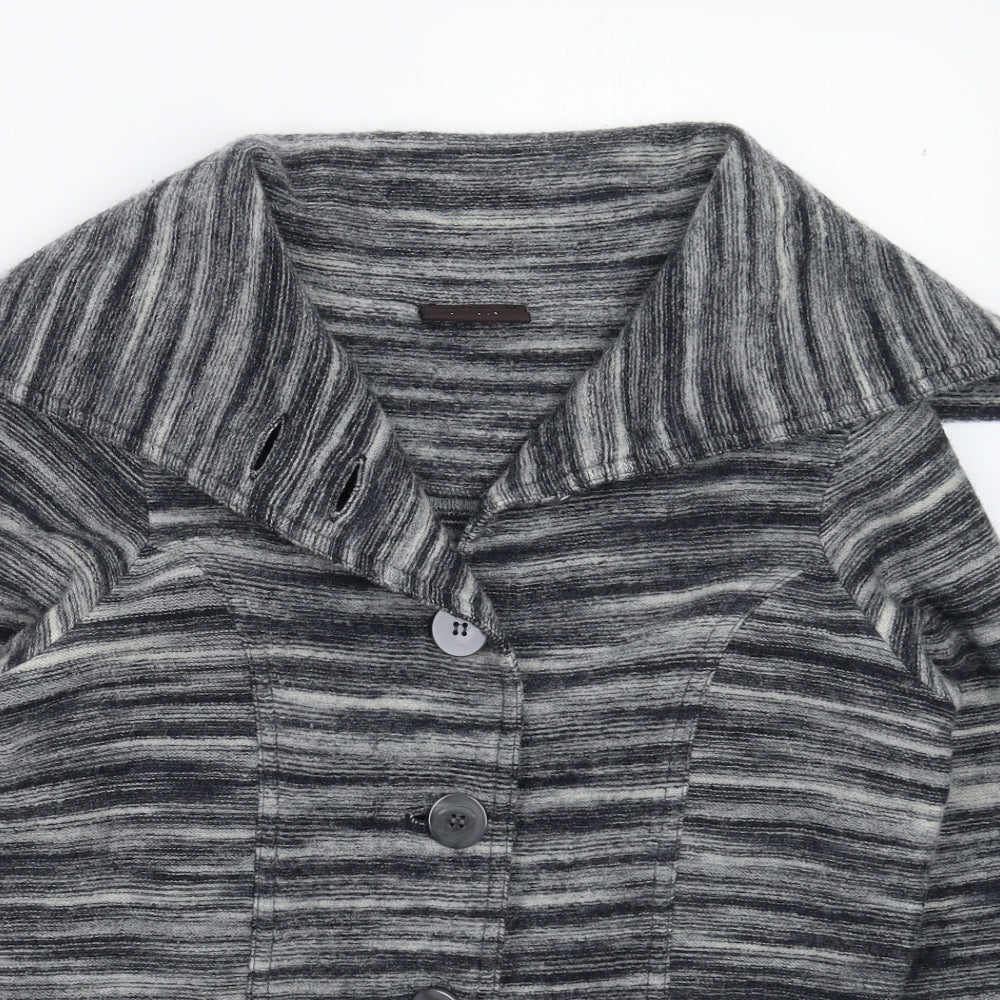 Principles Womens Grey Striped Knit Cardigan Jumper Size 12