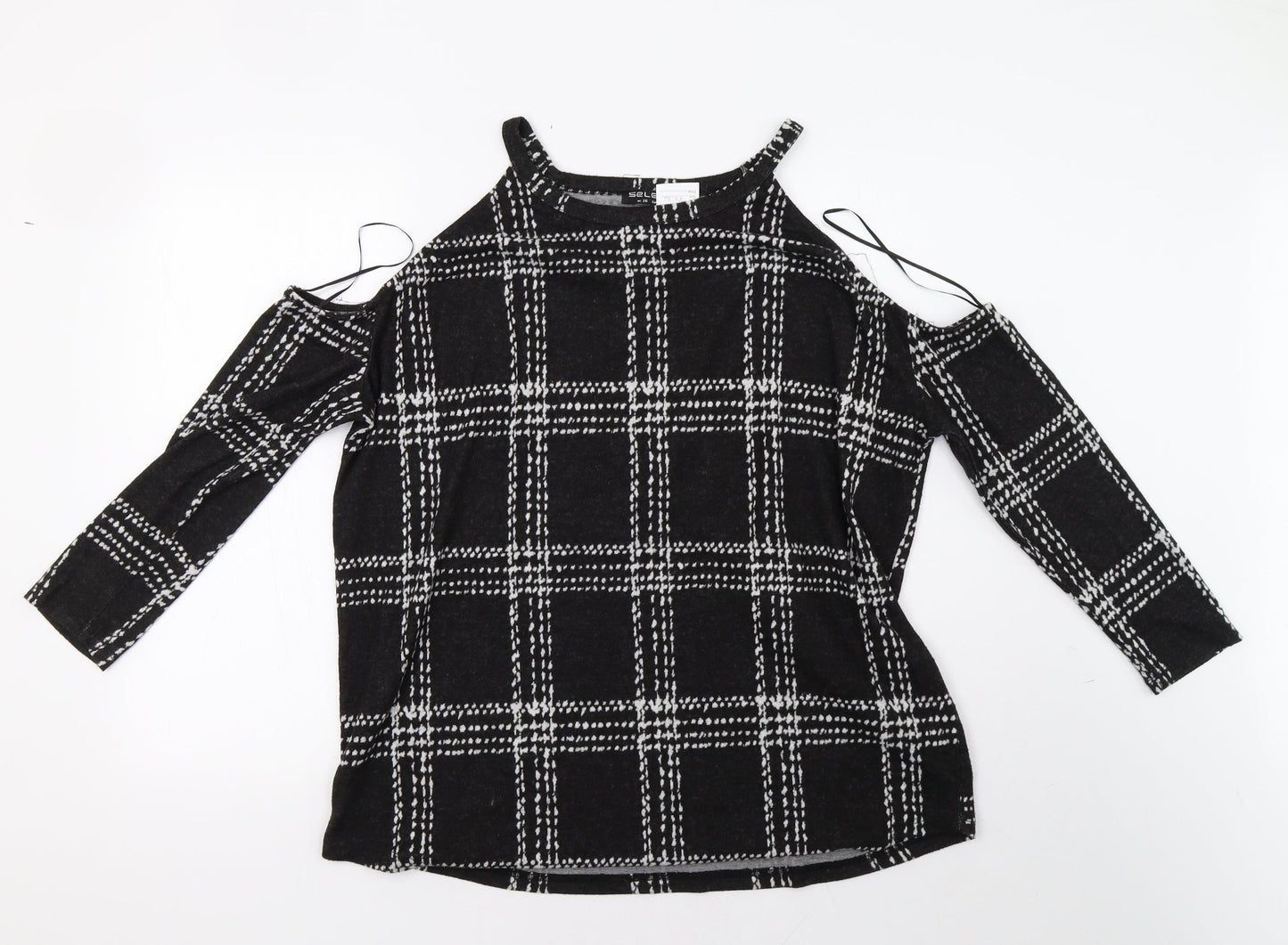 Select Womens Black Check  Pullover Sweatshirt Size 16