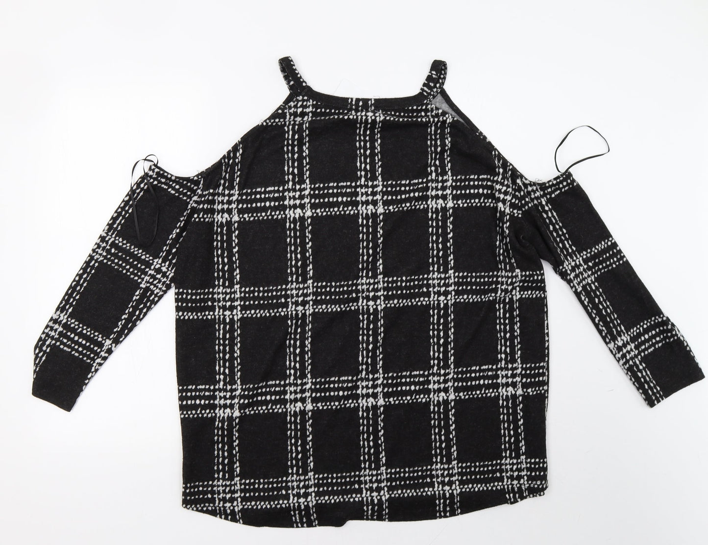 Select Womens Black Check  Pullover Sweatshirt Size 16
