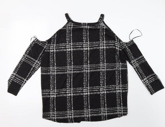 Select Womens Black Check  Pullover Sweatshirt Size 16