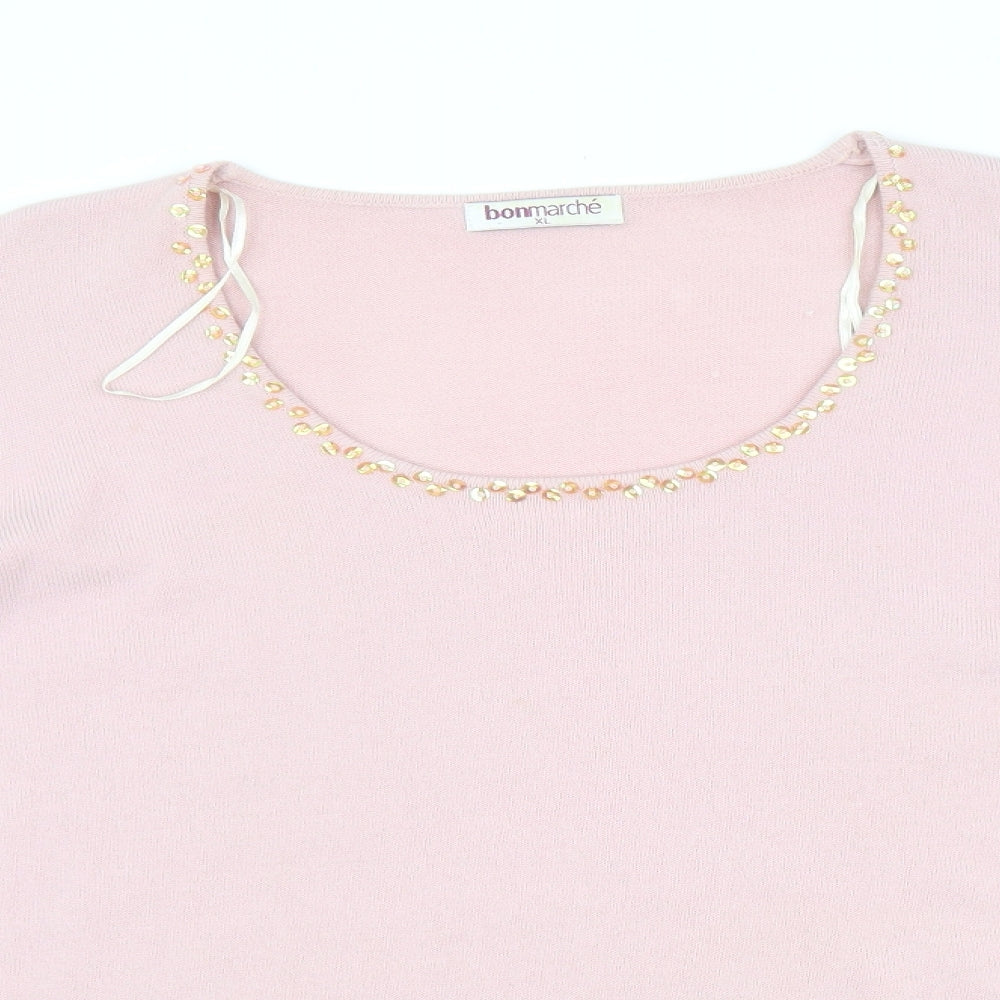 Bonmarché Womens Pink   Pullover Jumper Size XL
