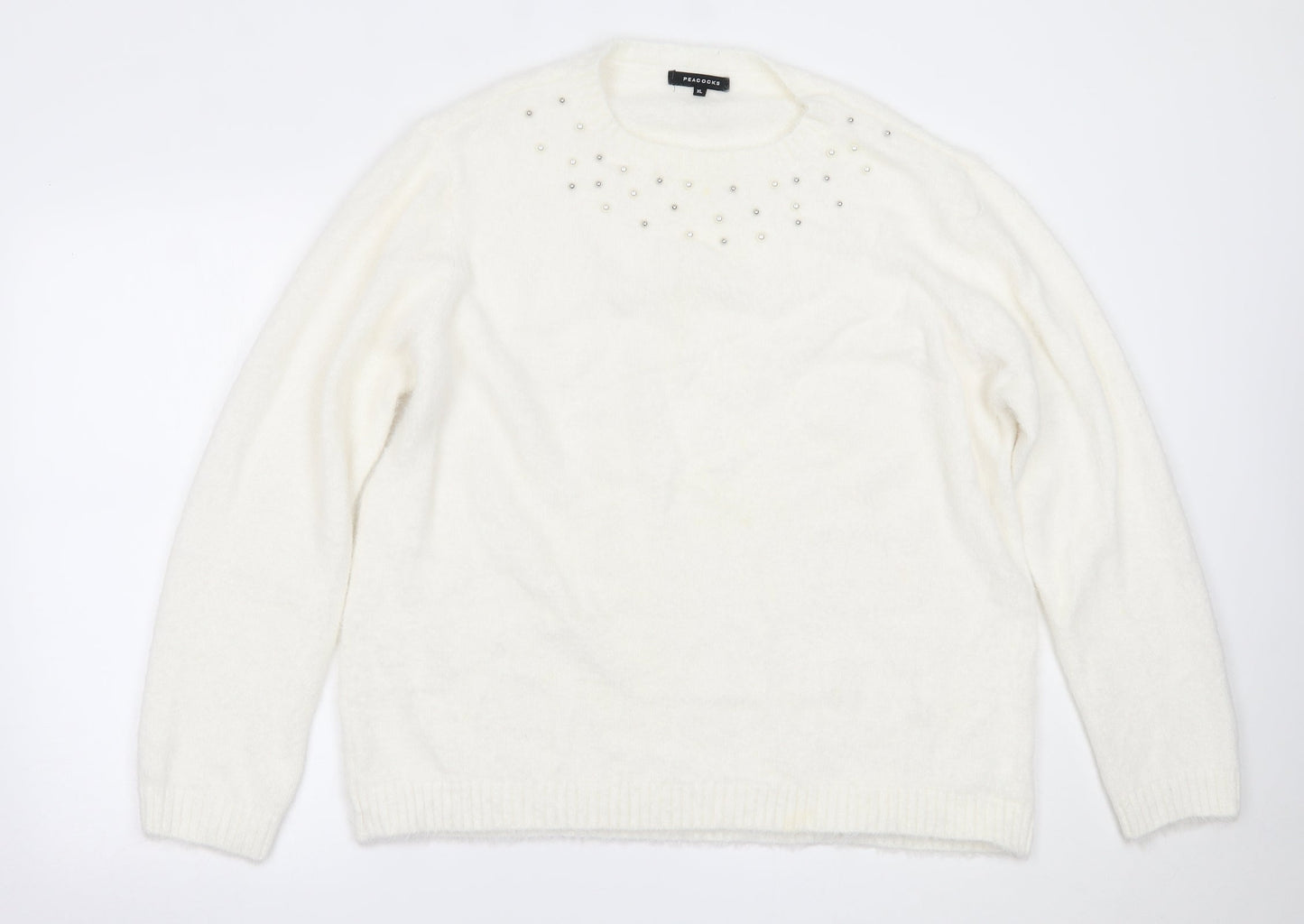 Peacocks Womens White   Pullover Jumper Size XL