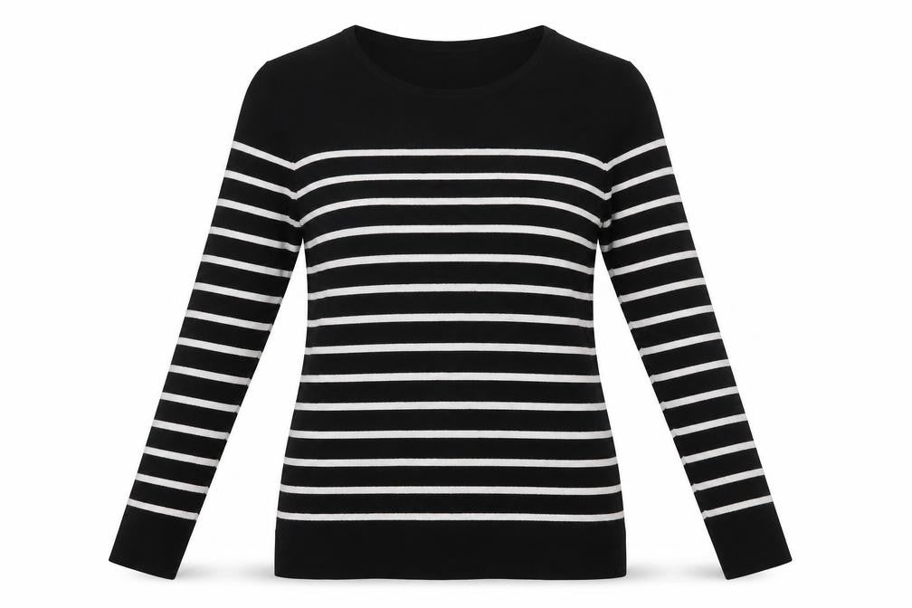 Kirkland Womens Black Striped  Basic Blouse Size M