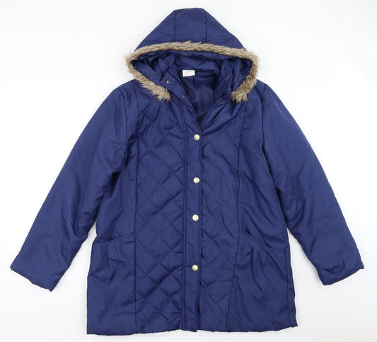Anne De Lancay Womens Blue   Quilted Coat Size M
