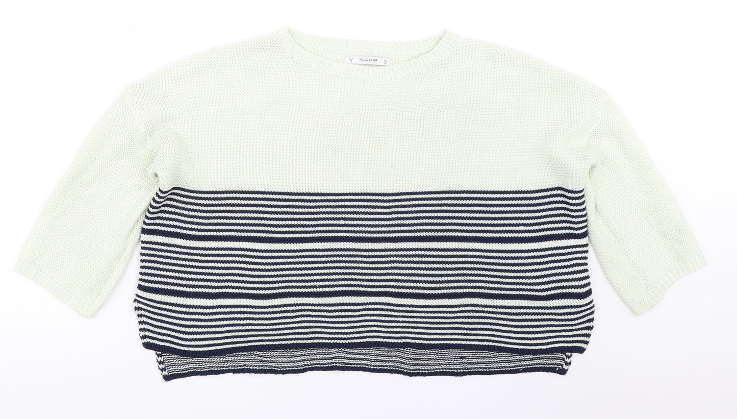 Pull&Bear Womens Blue Striped  Pullover Jumper Size S