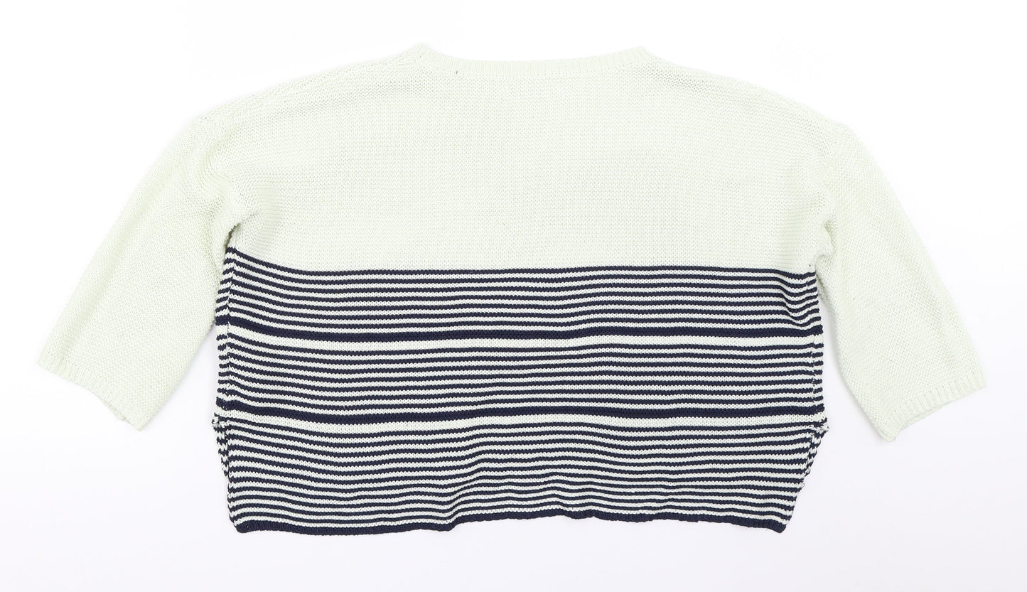 Pull&Bear Womens Blue Striped  Pullover Jumper Size S