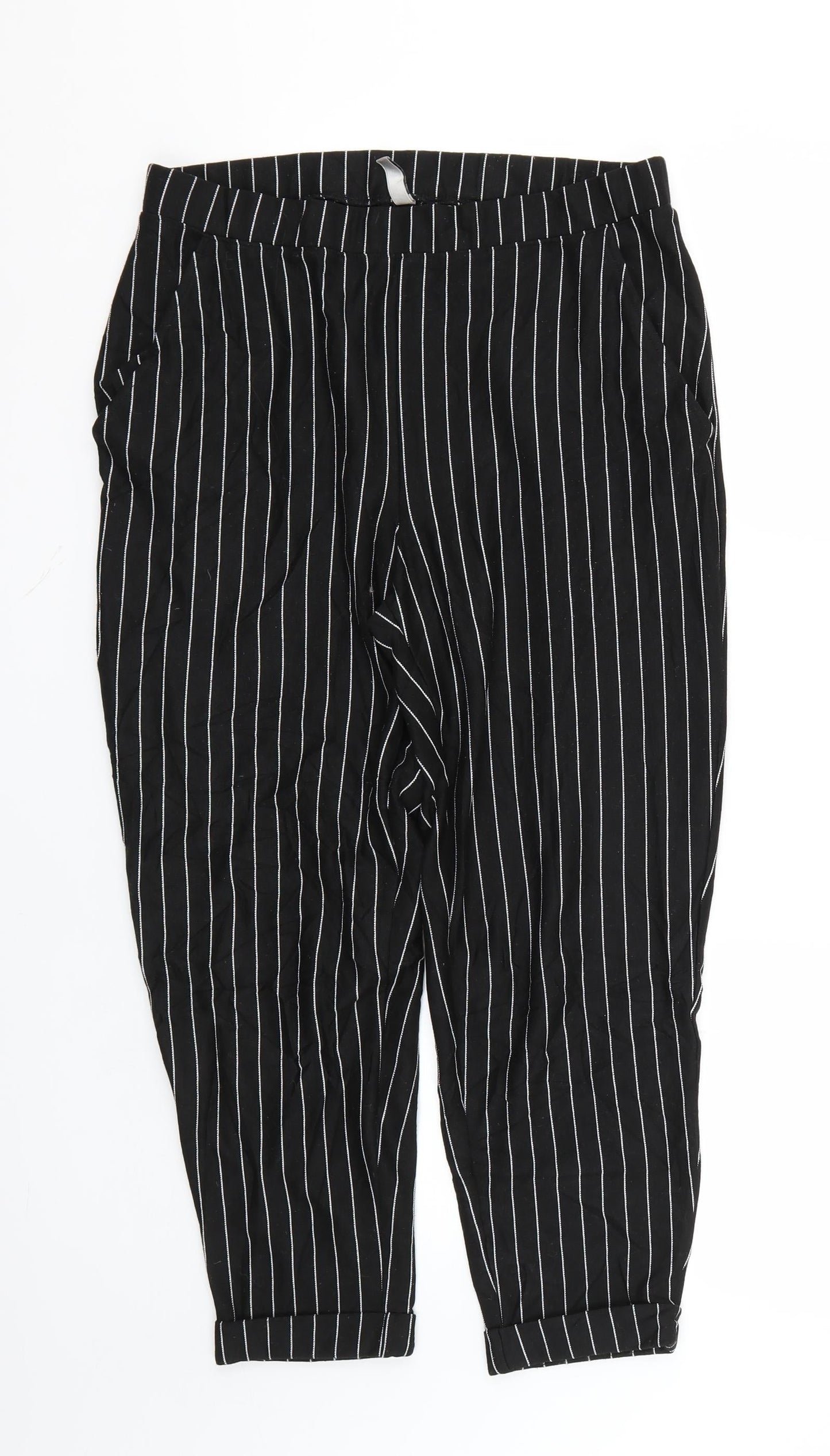 H&M Womens Black Striped  Trousers  Size M L22 in