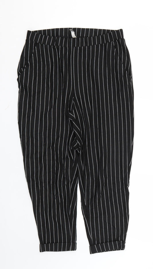 H&M Womens Black Striped  Trousers  Size M L22 in