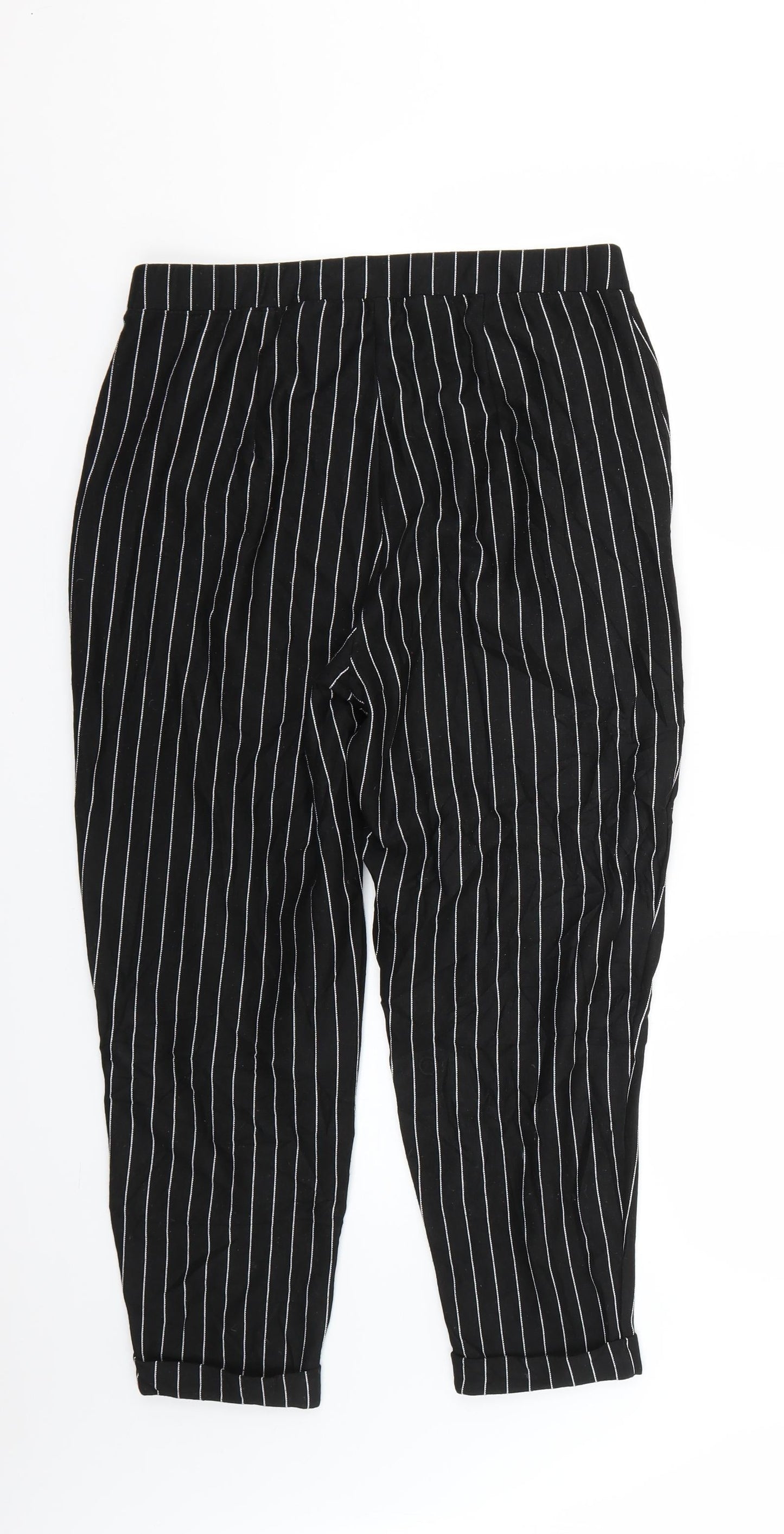 H&M Womens Black Striped  Trousers  Size M L22 in