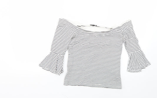 Topshop Womens Multicoloured Striped  Basic Blouse Size 10