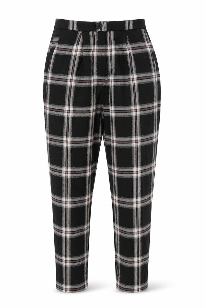 Preworn Womens Black Check  Trousers   L25 in