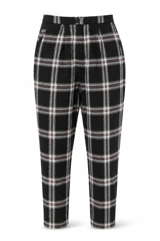 Preworn Womens Black Check  Trousers   L25 in