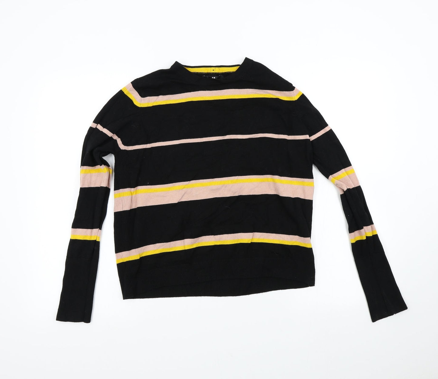 Very Womens Black Striped Knit Pullover Jumper Size 16
