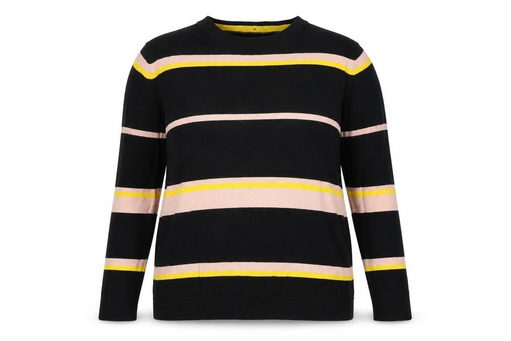 Very Womens Black Striped Knit Pullover Jumper Size 16