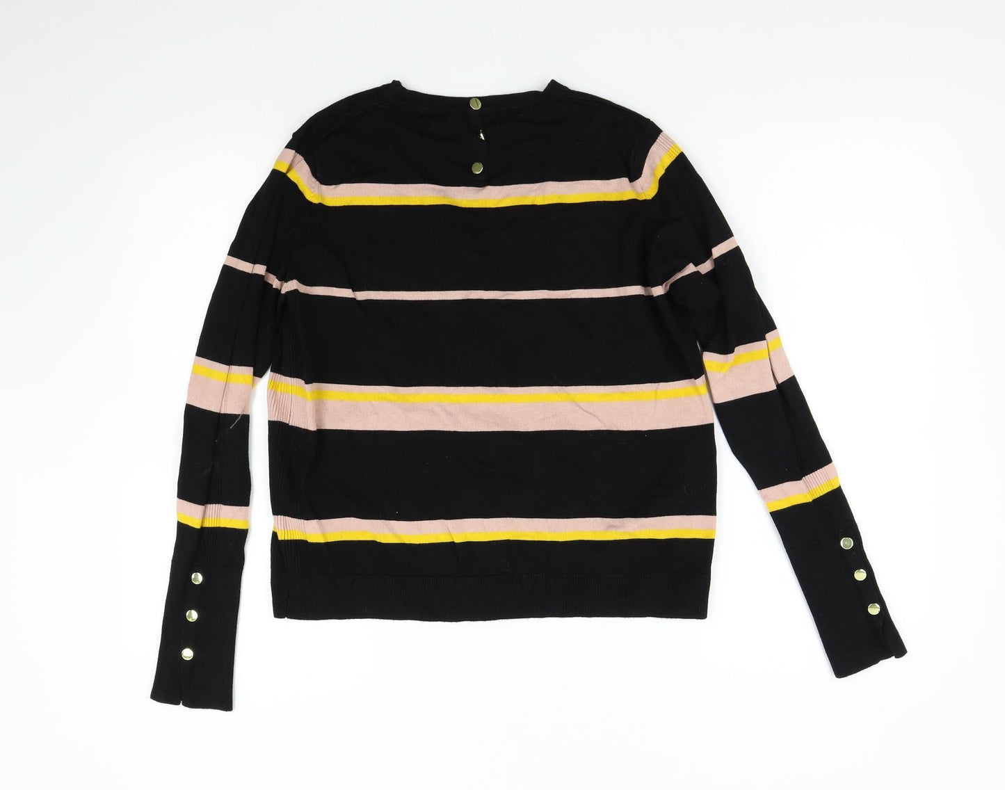 Very Womens Black Striped Knit Pullover Jumper Size 16