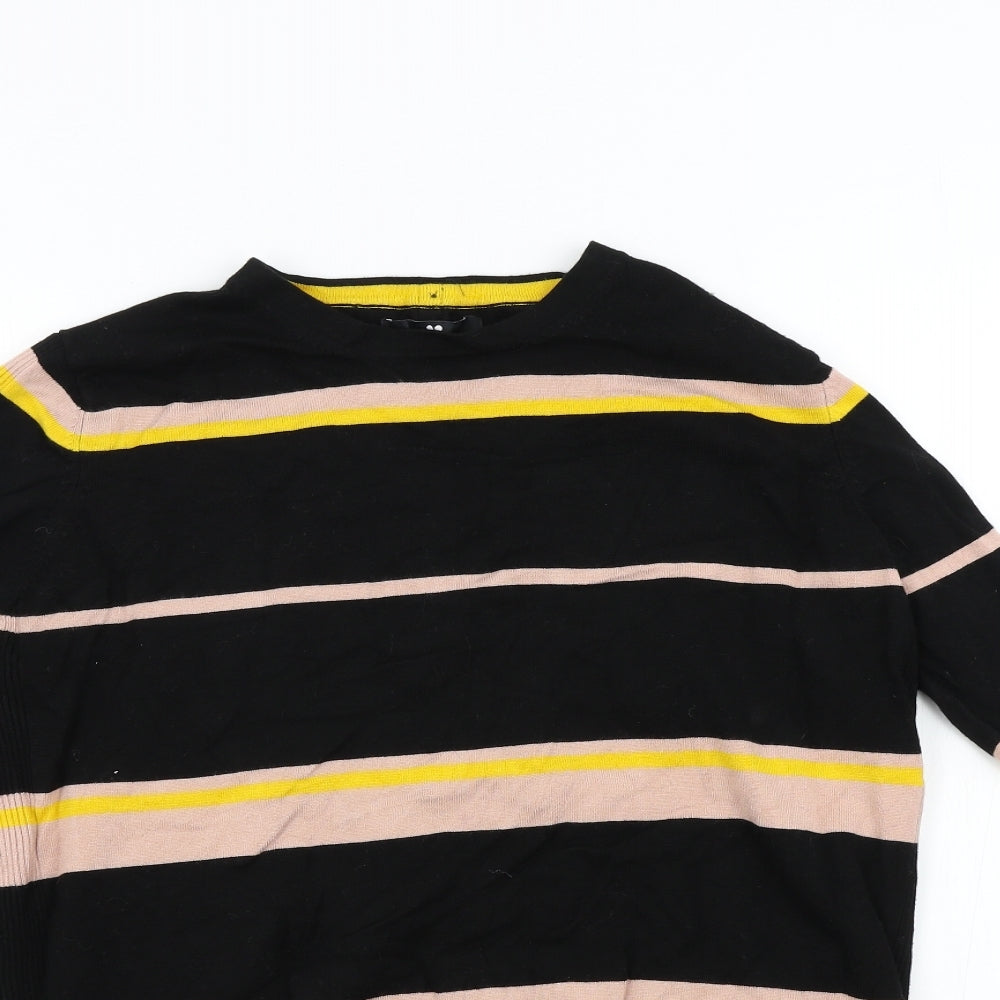 Very Womens Black Striped Knit Pullover Jumper Size 16