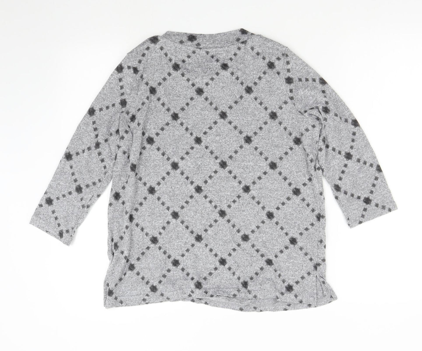 M&S Womens Grey Check Knit Pullover Jumper Size 12