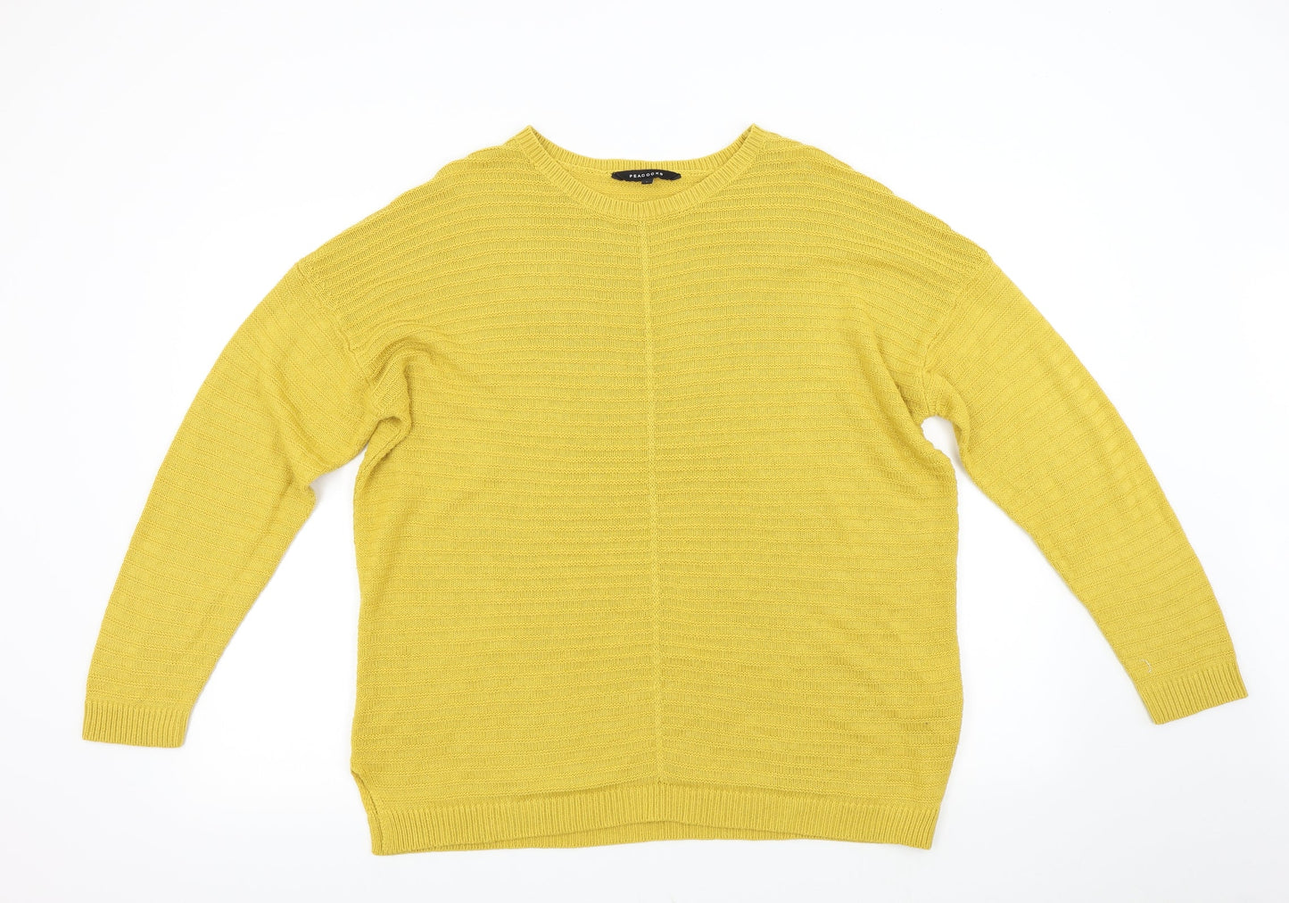 Peacocks Womens Yellow  Knit Pullover Jumper Size L