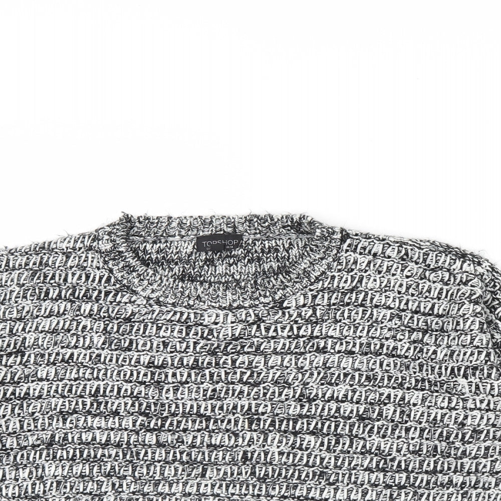 Topshop Womens Blue Herringbone  Pullover Jumper Size 14