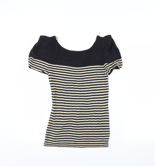 NEXT Womens Beige Striped  Basic Blouse Size 12