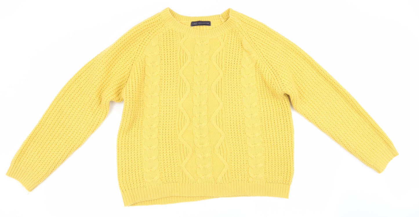 Marks and Spencer Womens Yellow   Pullover Jumper   - Chunky knit