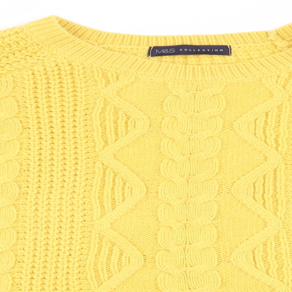 Marks and Spencer Womens Yellow   Pullover Jumper   - Chunky knit