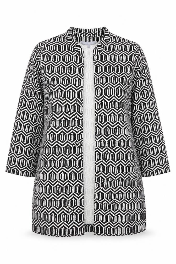 Red Herring Womens Grey Geometric  Jacket  Size 14  - Longline Jacket