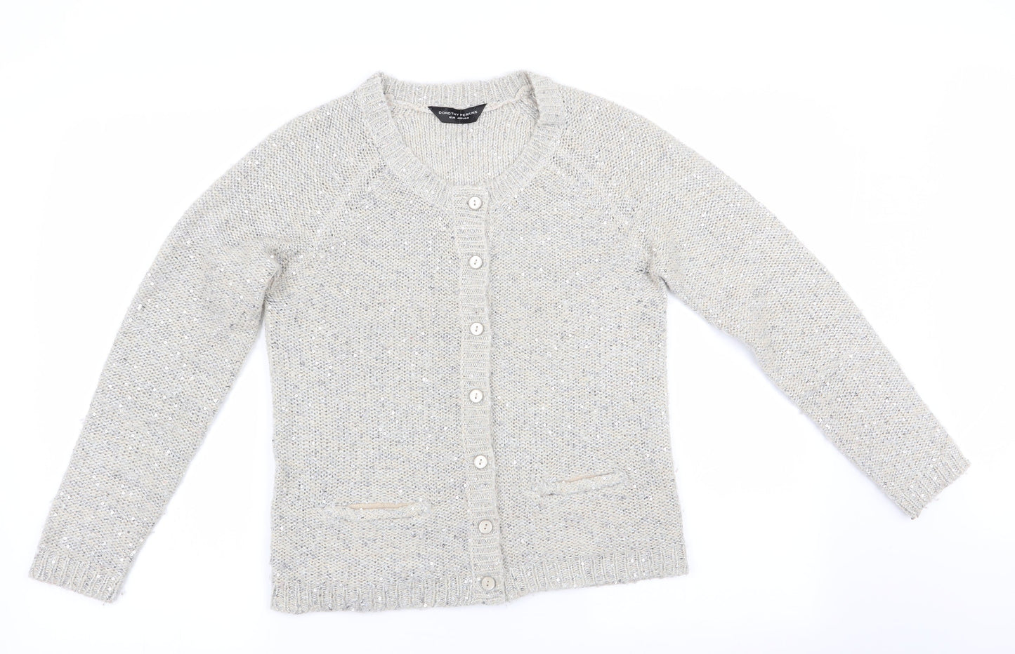 Dorothy Perkins Womens Grey   Cardigan Jumper Size 12  - Sequins all over