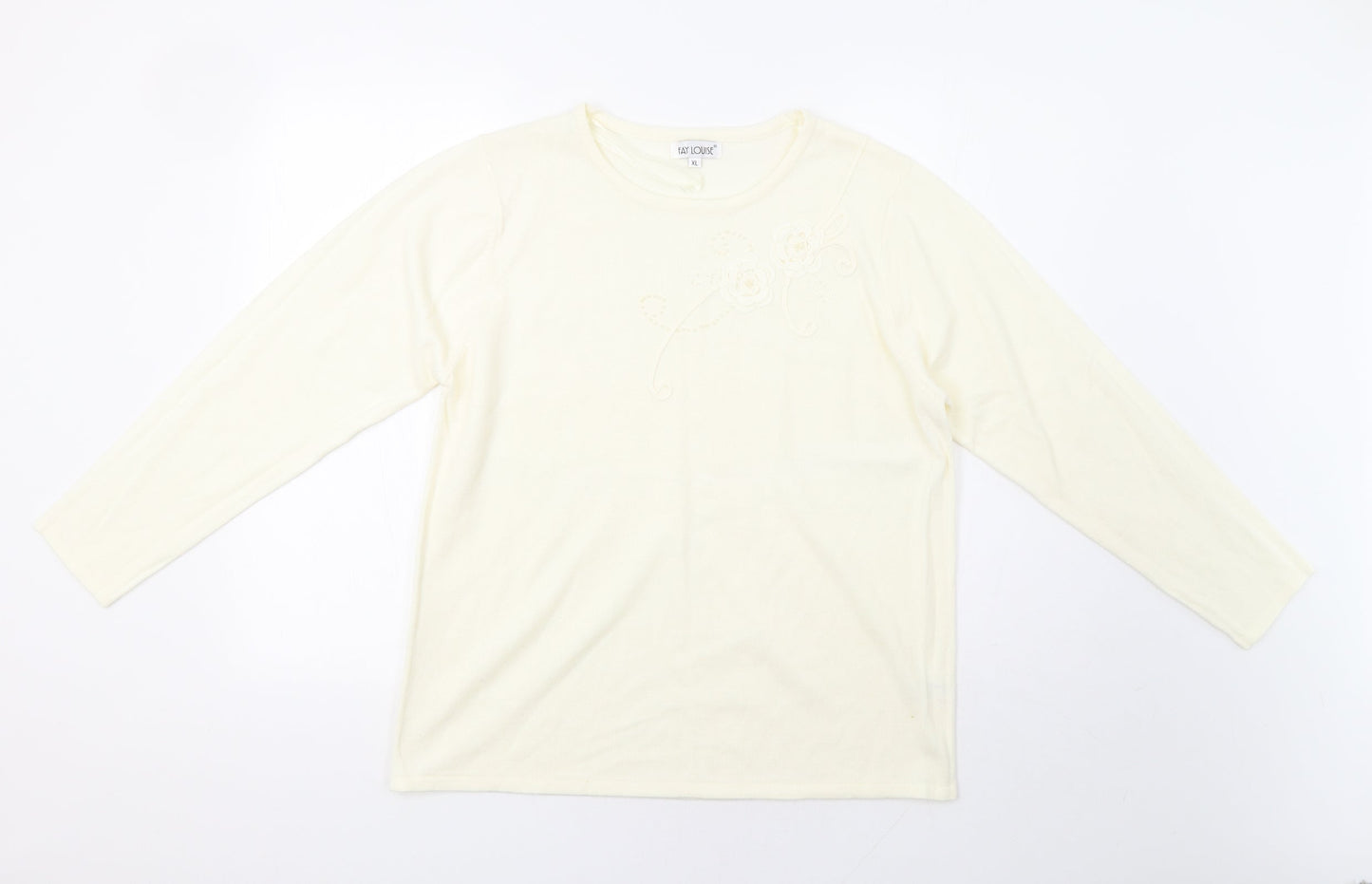 Fay Louise Womens Ivory   Pullover Jumper Size XL  - Embroidered Detail