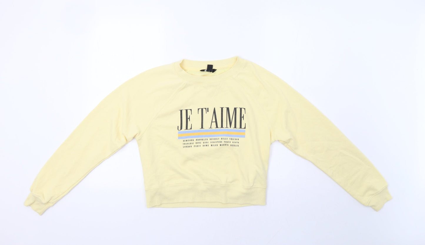 New Look Womens Yellow   Pullover Sweatshirt Size 8  - Je T'aime