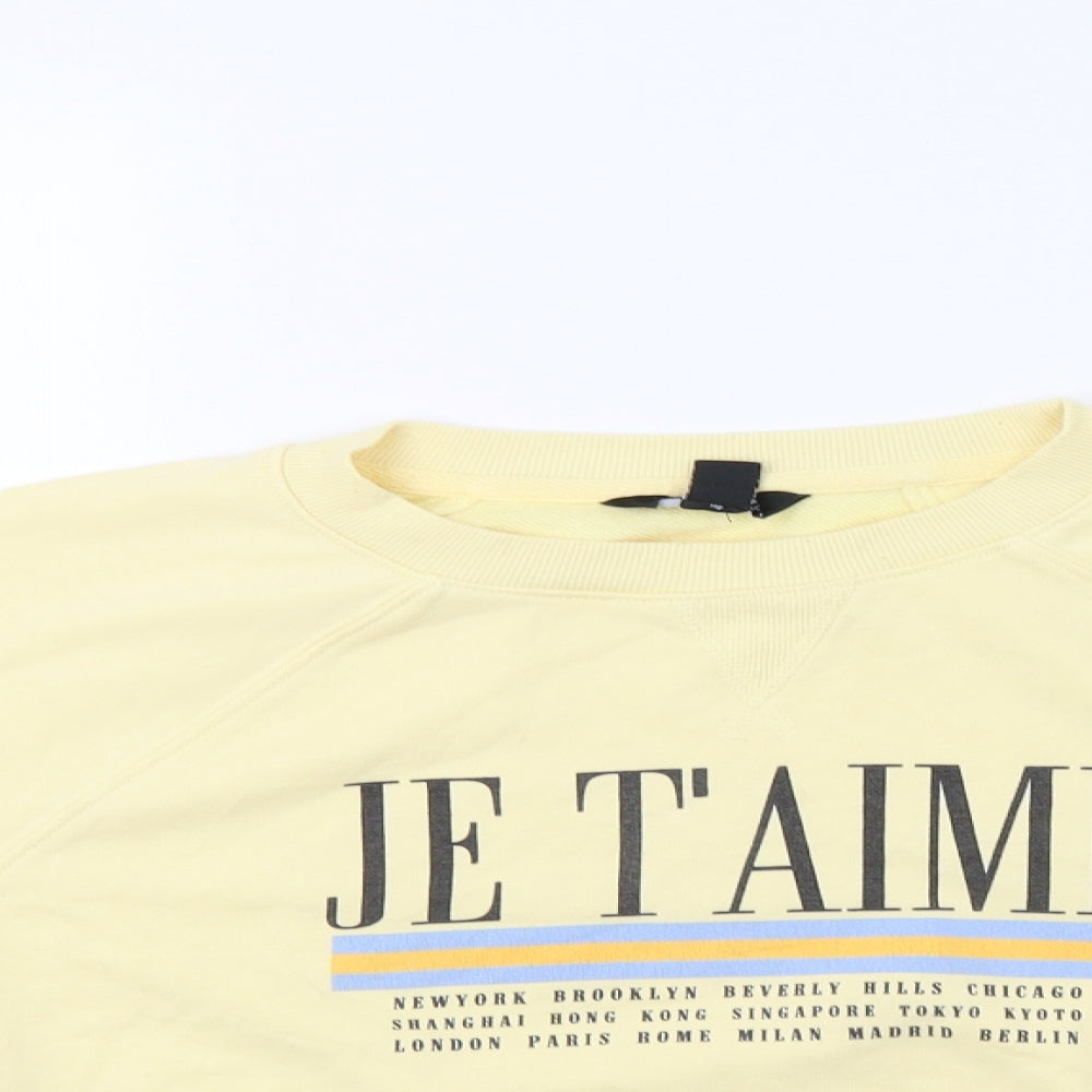 New Look Womens Yellow   Pullover Sweatshirt Size 8  - Je T'aime