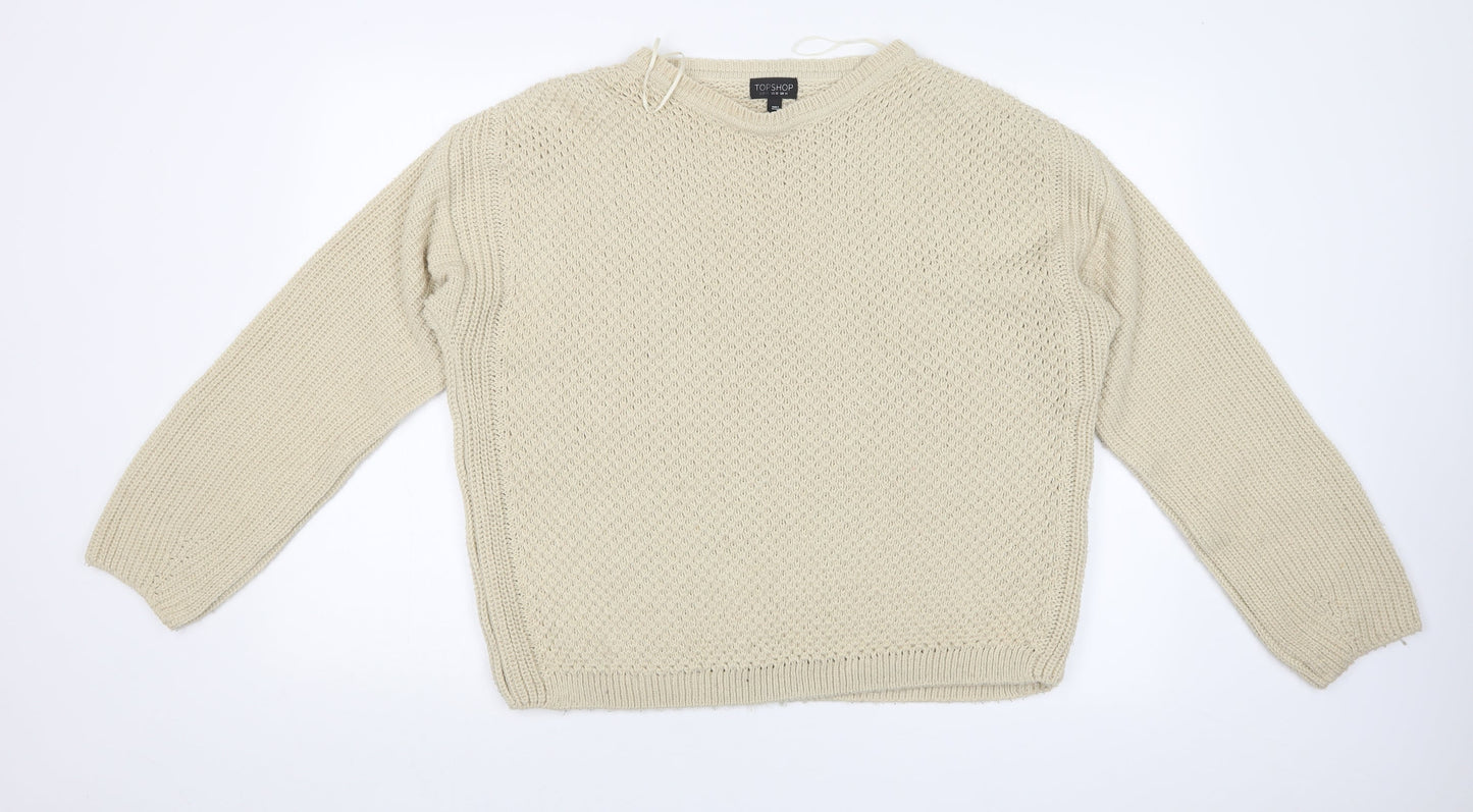 Topshop Womens Beige Geometric  Pullover Jumper Size 14
