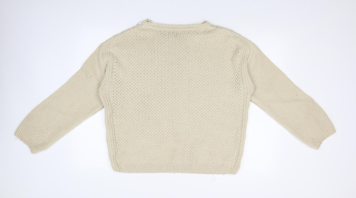 Topshop Womens Beige Geometric  Pullover Jumper Size 14