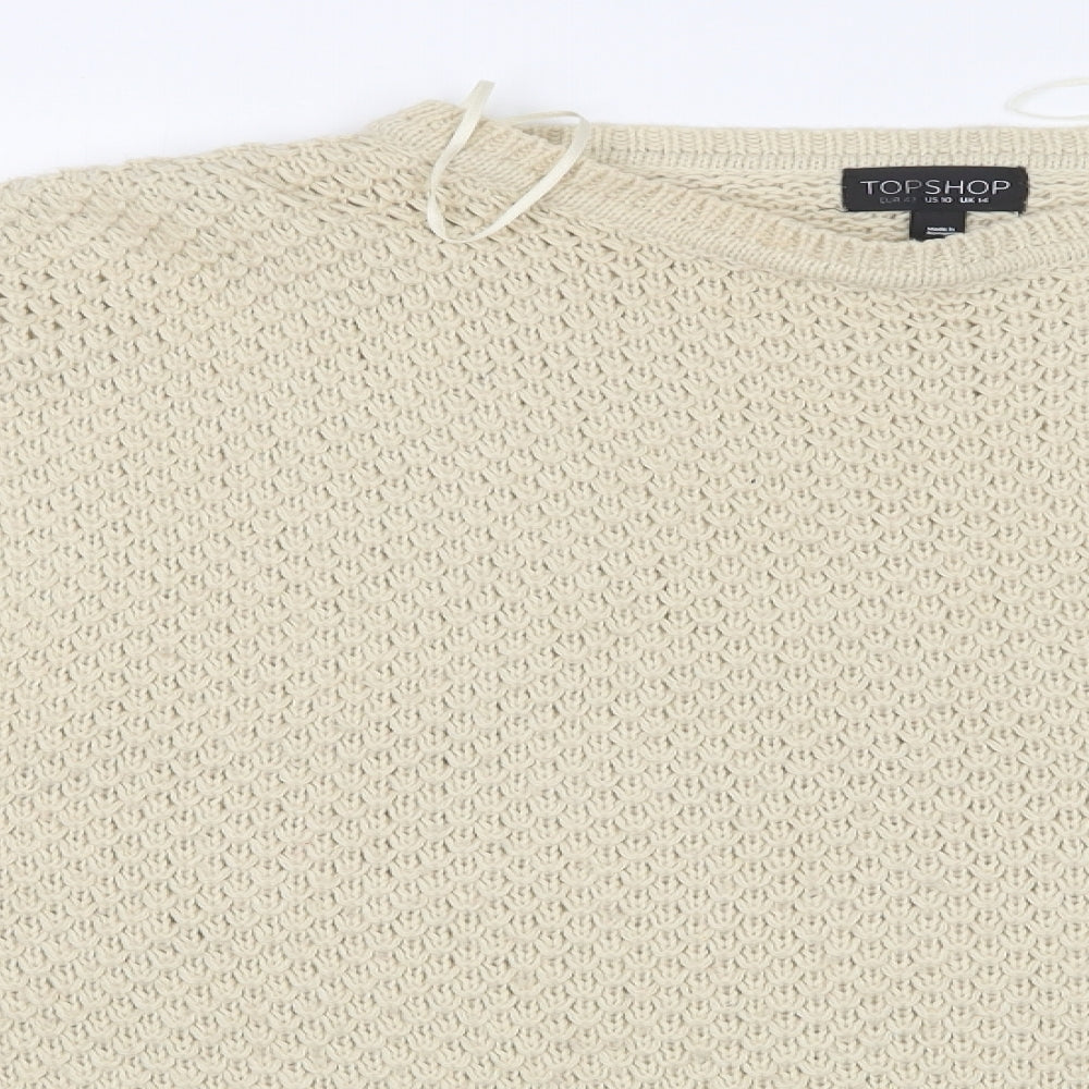 Topshop Womens Beige Geometric  Pullover Jumper Size 14