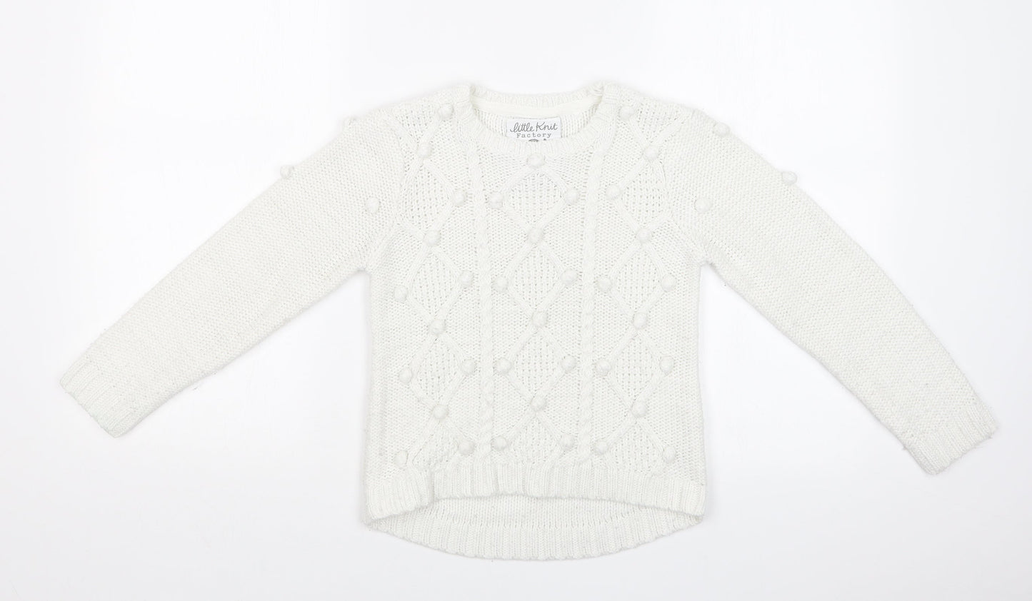 TU Girls White Argyle/Diamond  Pullover Sweatshirt Size 8 Years