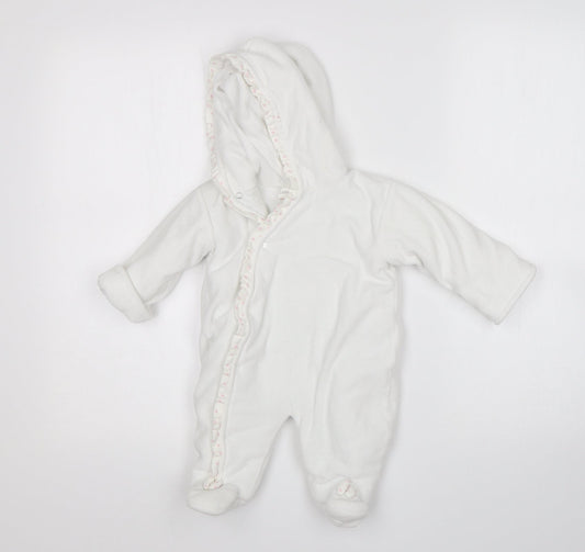 Little Nosh Girls White   Babygrow One-Piece Size 3-6 Months