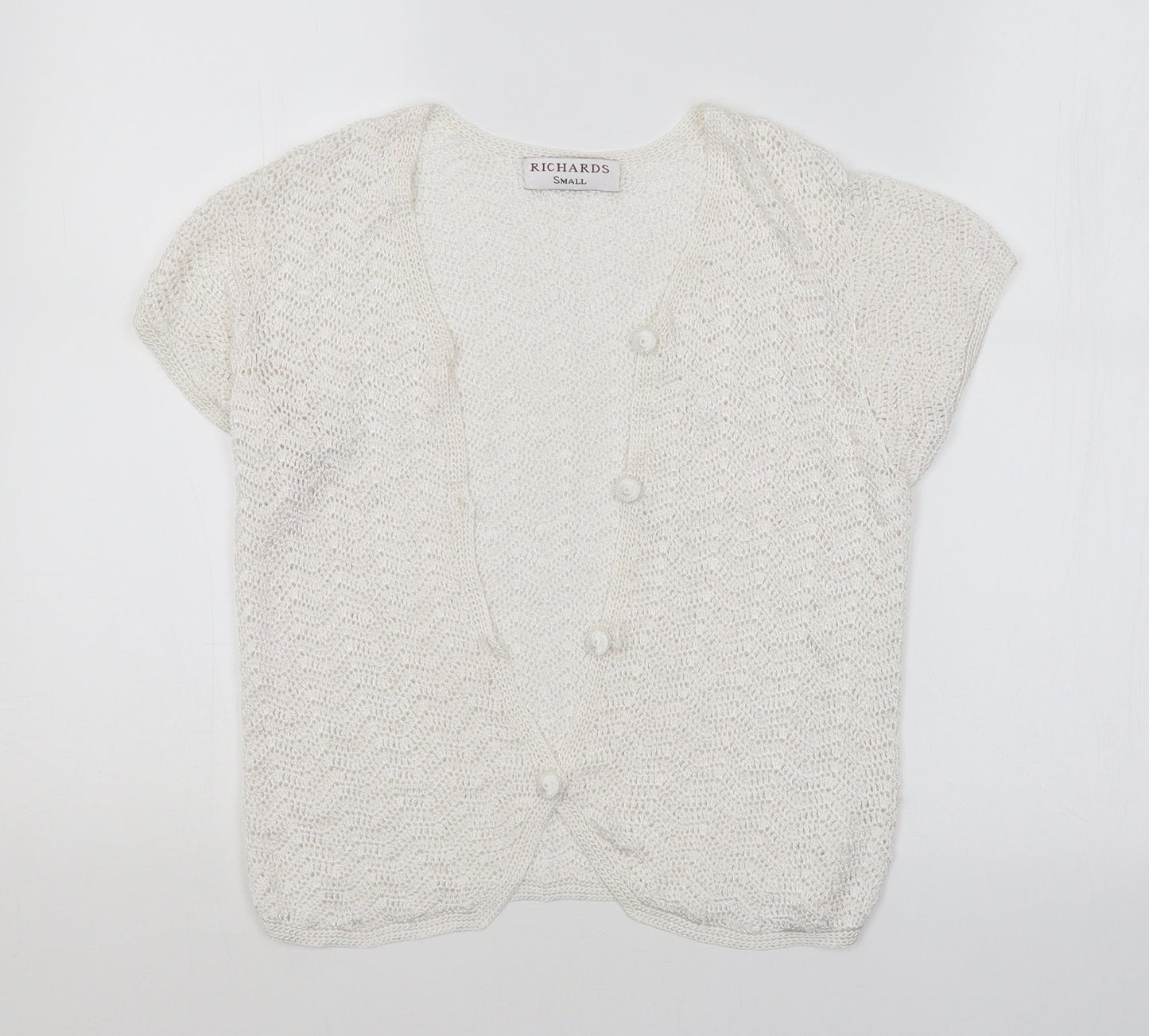 Richards Womens White Argyle/Diamond  Cardigan Jumper Size S