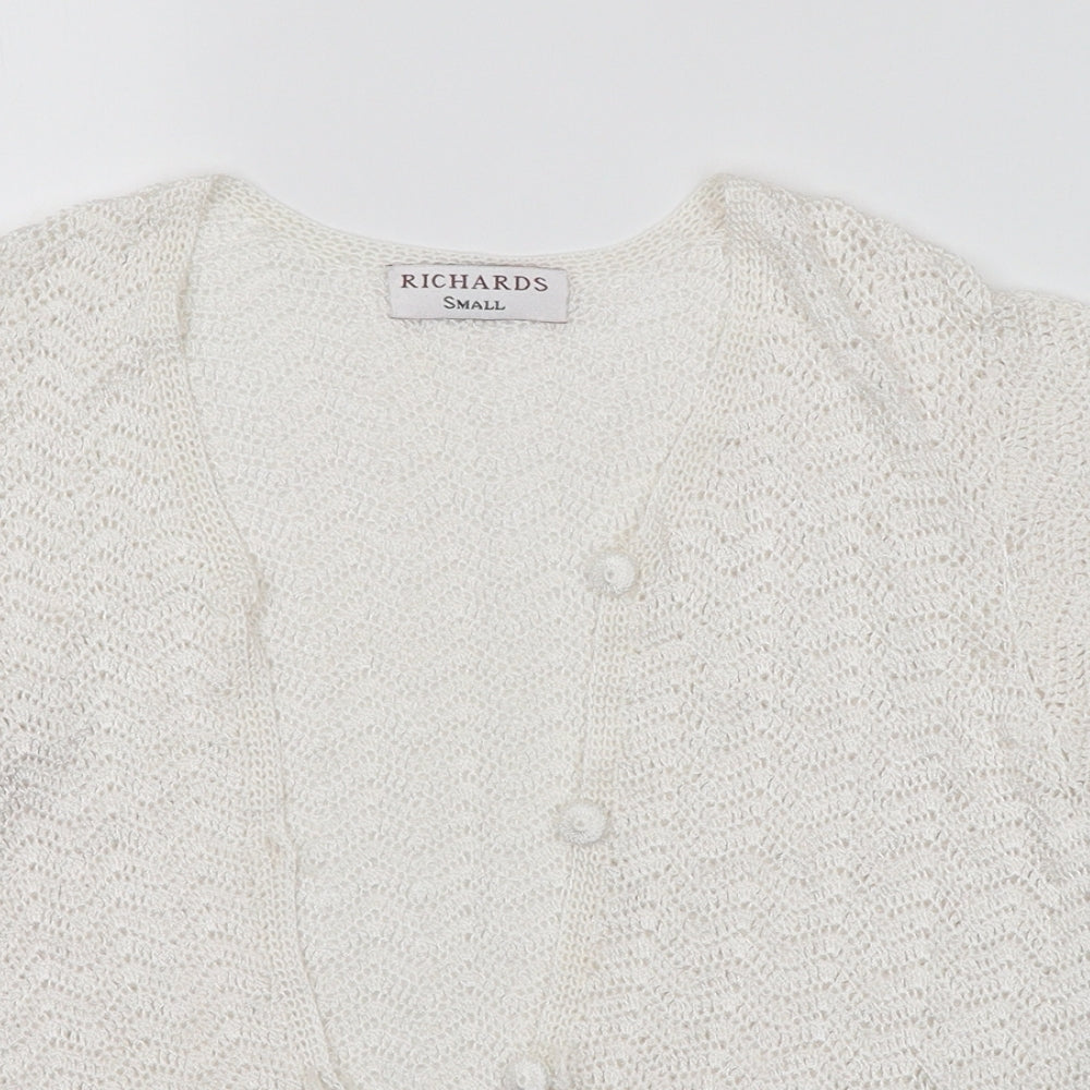 Richards Womens White Argyle/Diamond  Cardigan Jumper Size S