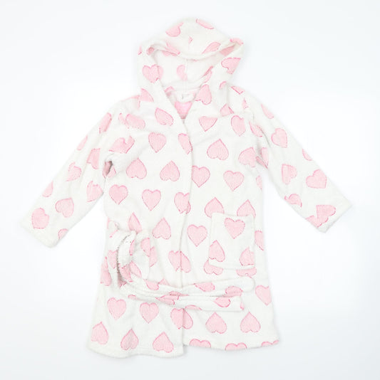 Young Dimension Girls White Geometric   Robe Size 7-8 Years