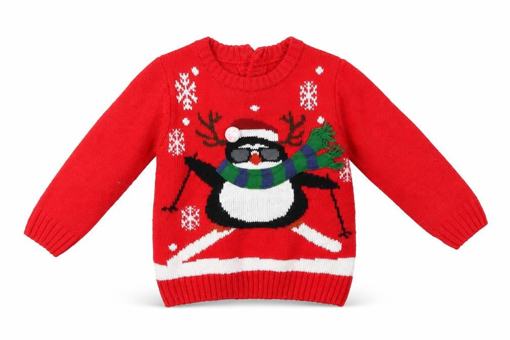 Matalan Baby Red   Pullover Jumper Size 9-12 Months  - penguin