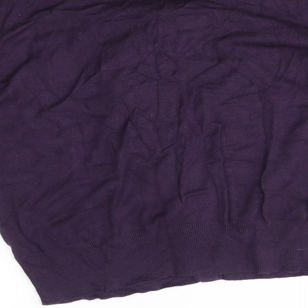 Warehouse Womens Purple   Cardigan Jumper Size 14  - silk ruffle trim