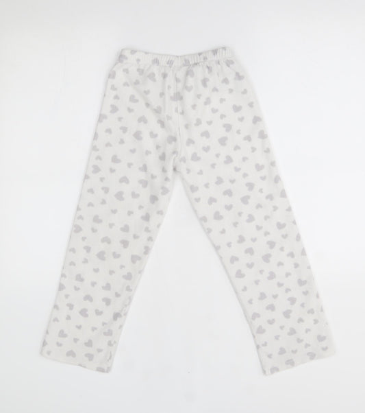 George Girls White    Lounge Pants Size 7-8 Years  - heart pattern