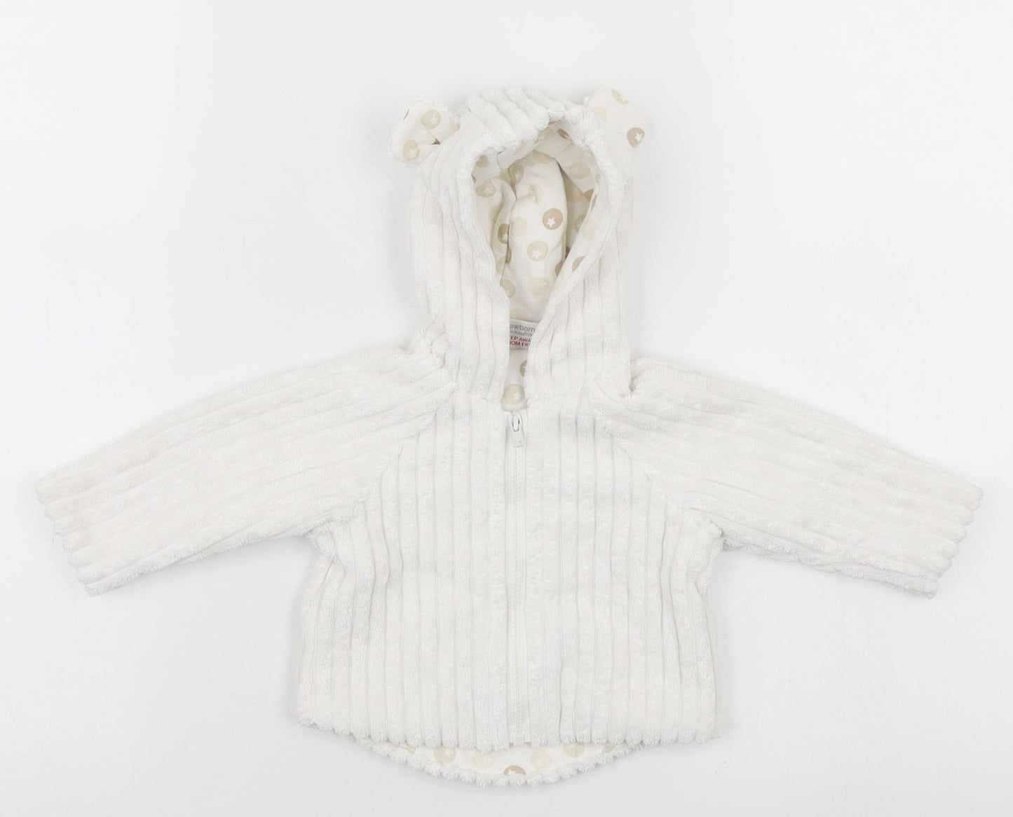 Mini Club Baby White   Full Zip Jumper Size 0-3 Months