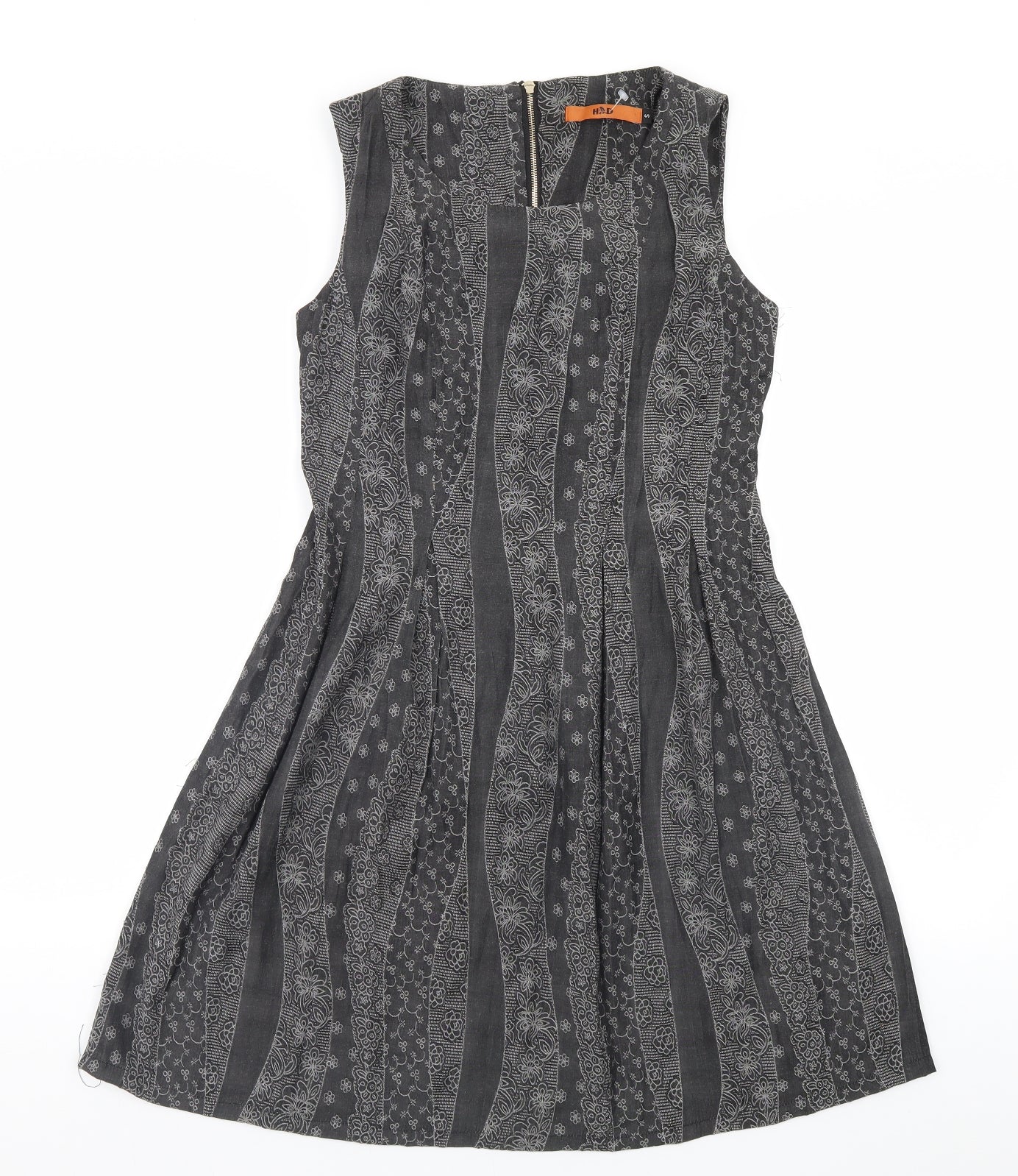 H&D Wireless Womens Grey Floral  A-Line  Size S