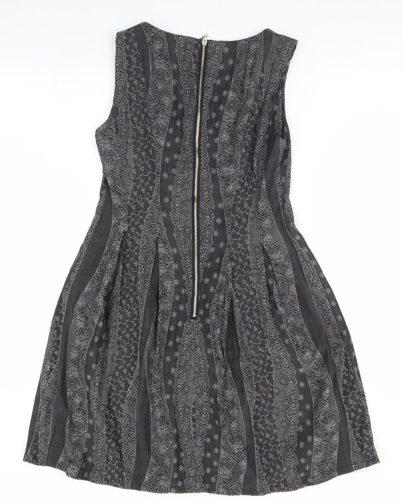 H&D Wireless Womens Grey Floral  A-Line  Size S